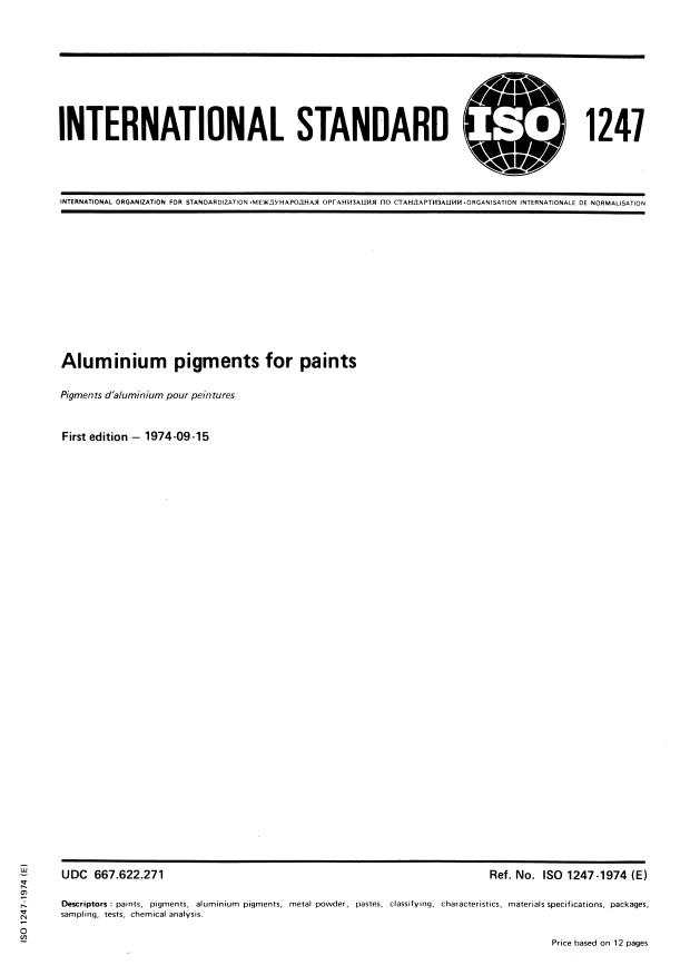 ISO 1247:1974 - Aluminium pigments for paints
