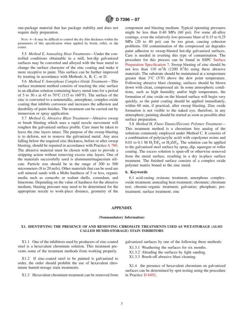 ASTM D7396-07 - Standard Guide for  Preparation of New, Continuous Zinc-Coated (Galvanized) Steel Surfaces for Painting