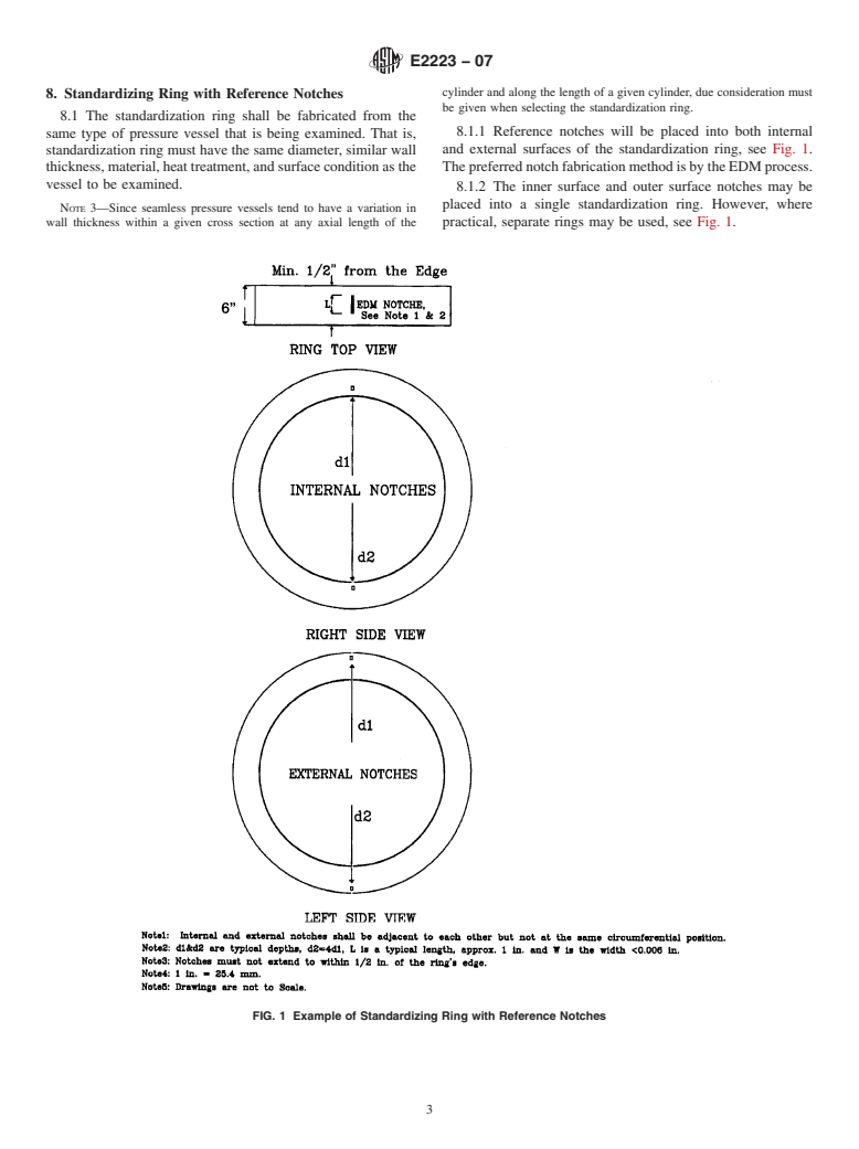 ASTM E2223-07 - Standard Practice for  Examination of Seamless, Gas-Filled, Steel Pressure Vessels Using Angle Beam Ultrasonics