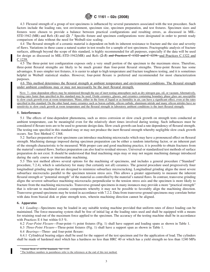 REDLINE ASTM C1161-02c(2008) - Standard Test Method for Flexural Strength of Advanced Ceramics at Ambient Temperature