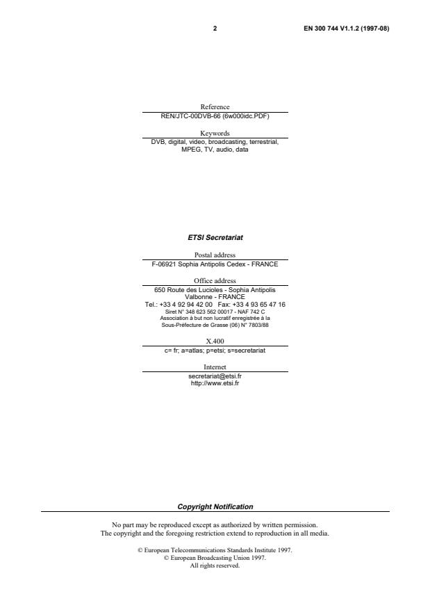 SIST EN 300 744 V1.1.2:2005 SIST EN 300 744 V1.1.2:2005 - Page 4 preview