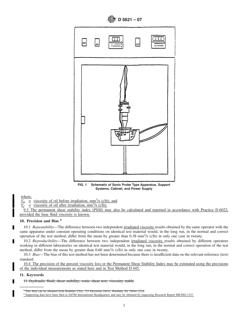 REDLINE ASTM D5621-07 - Standard Test Method for Sonic Shear Stability of Hydraulic Fluids