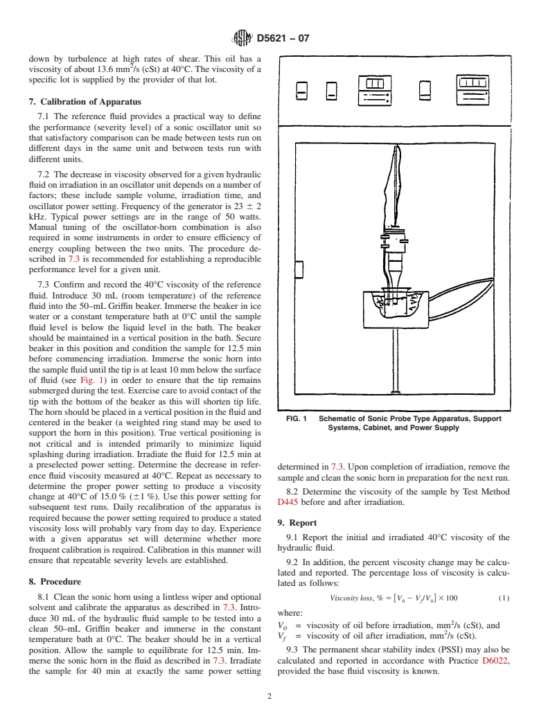 ASTM D5621-07 - Standard Test Method for Sonic Shear Stability of Hydraulic Fluids