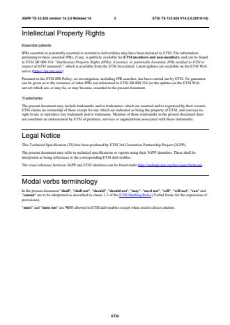 ETSI TS 132 426 V14.2.0 (2019-10) ETSI TS 132 426 V14.2.0 (2019-10) - LTE; Telecommunication management; Performance Management (PM); Performance measurements Evolved Packet Core (EPC) network (3GPP TS 32.426 version 14.2.0 Release 14)
