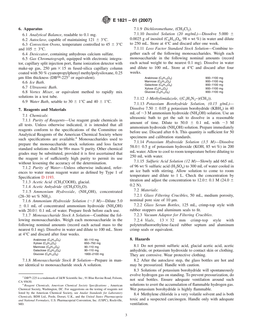 ASTM E1821-01(2007) - Standard Test Method for Determination of Carbohydrates in Biomass by Gas Chromatography