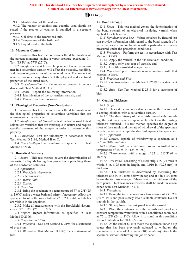 ASTM D4733-98 - Standard Test Methods for Solventless Electrical Insulating Varnishes