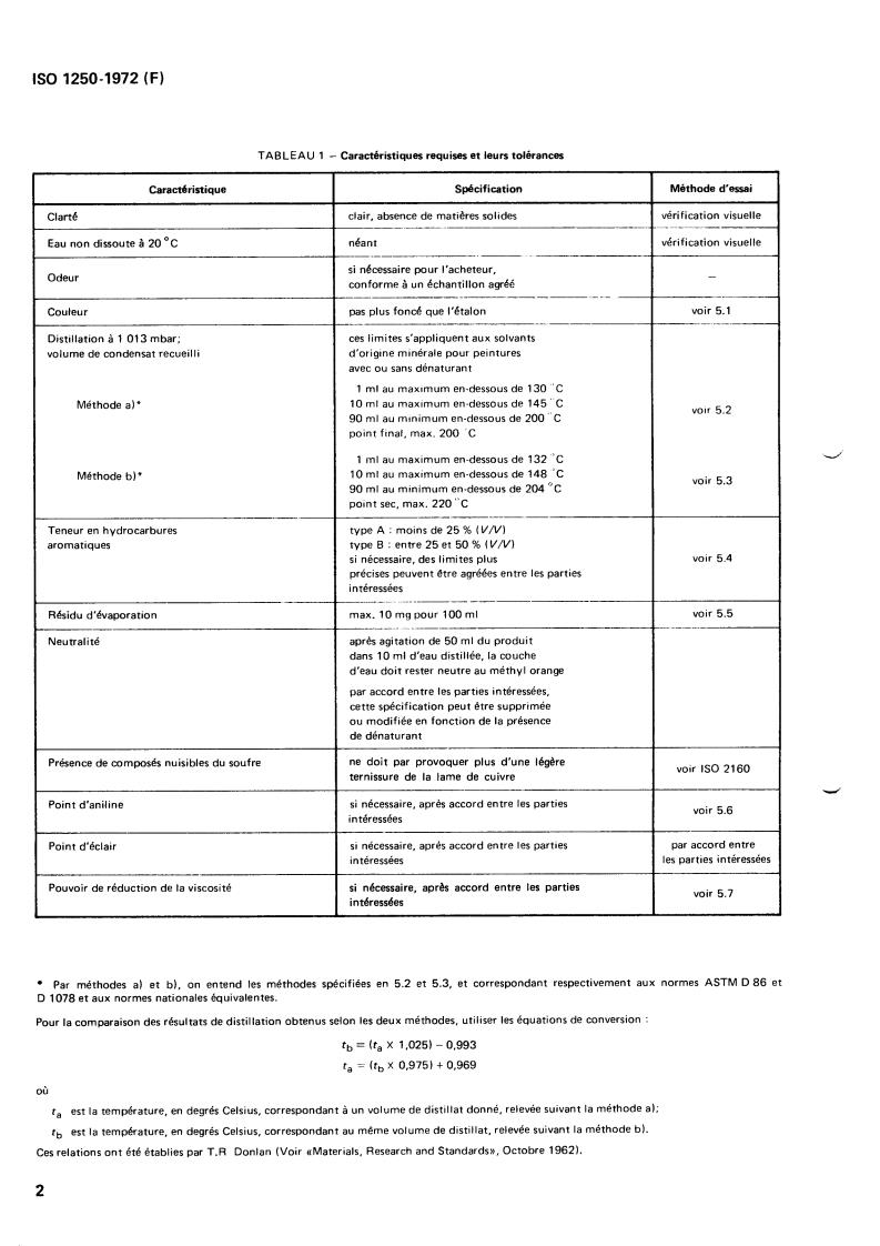 ISO 1250:1972 ISO 1250:1972 - Mineral solvents for paints — White spirits and related hydrocarbon solvents
Released:12/1/1972 - Page 4 preview