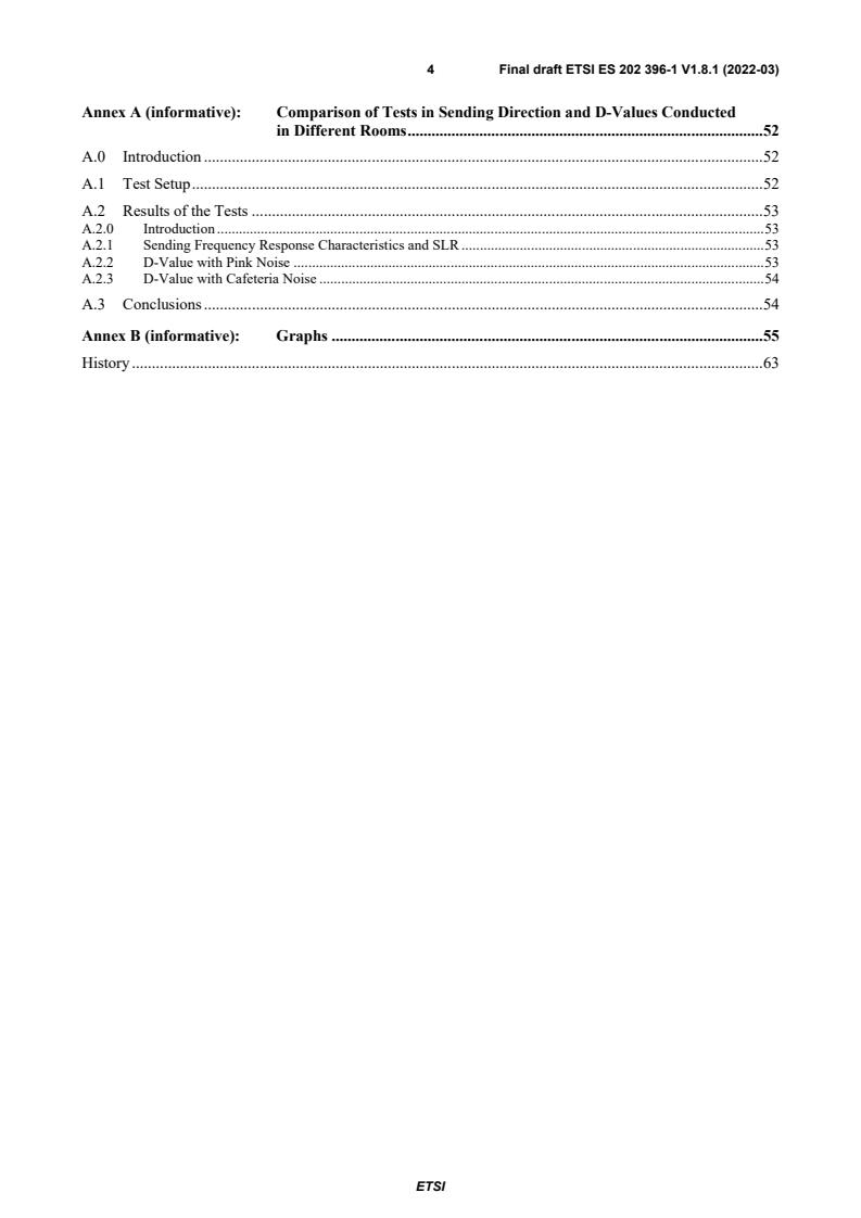 SIST ES 202 396-1 V1.8.1:2022 ETSI ES 202 396-1 V1.8.1 (2022-03) - Speech and multimedia Transmission Quality (STQ); Speech quality performance in the presence of background noise; Part 1: Background noise simulation technique and background noise database - Page 4 preview