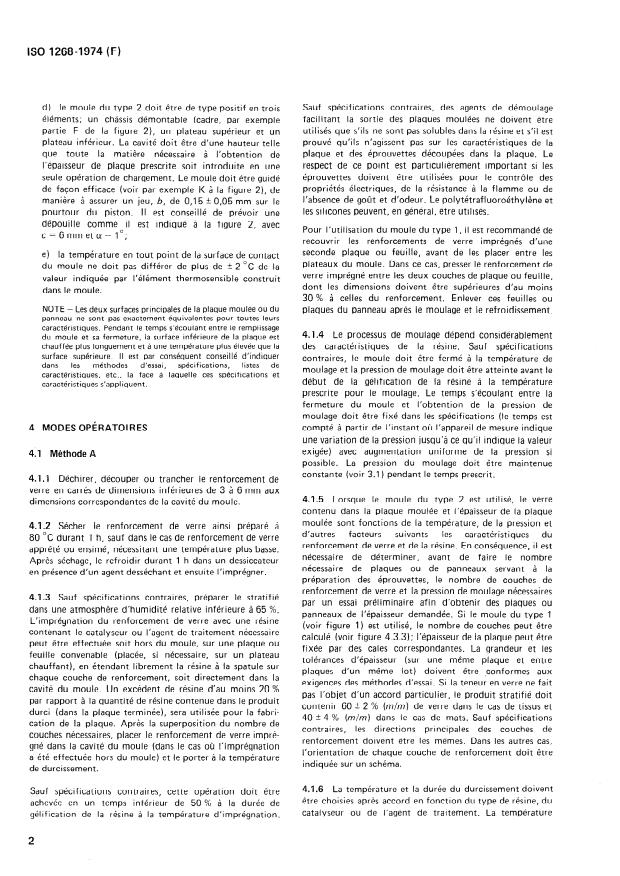 ISO 1268:1974 ISO 1268:1974 - Matieres plastiques -- Préparation de plaques ou de panneaux en stratifiés verre textile-résine basse-pression pour la réalisation d'éprouvettes - Page 4 preview