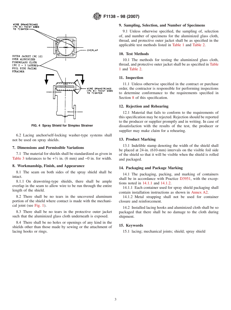 ASTM F1138-98(2007) - Standard Specification for Spray Shields for Mechanical Joints