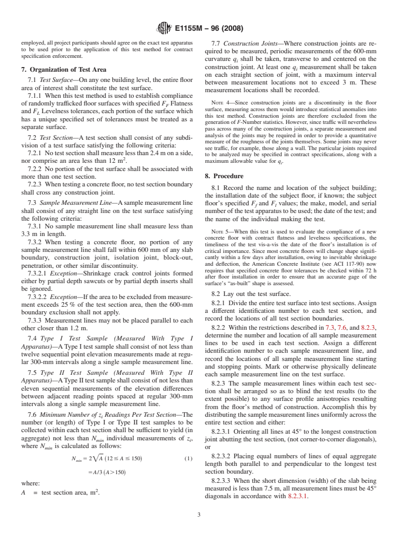 ASTM E1155M-96(2008) - Standard Test Method for  Determining <span class="bdit">F<sub>F</sub></span><span class="bold"> Floor Flatness and </span><span class="bdit">F<sub>L</sub></span><span class="bold"> Floor Levelness Numbers [Metric]  </span>