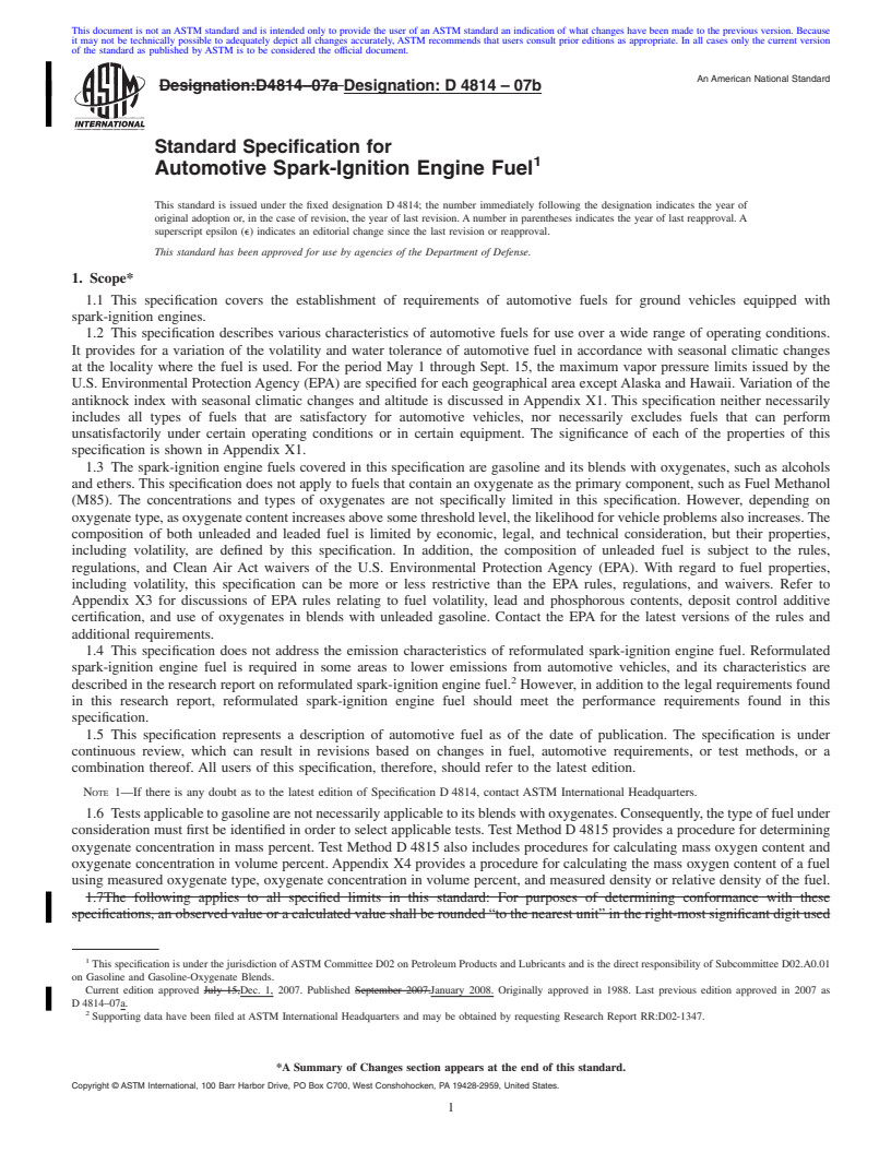 REDLINE ASTM D4814-07b - Standard Specification for Automotive Spark-Ignition Engine Fuel