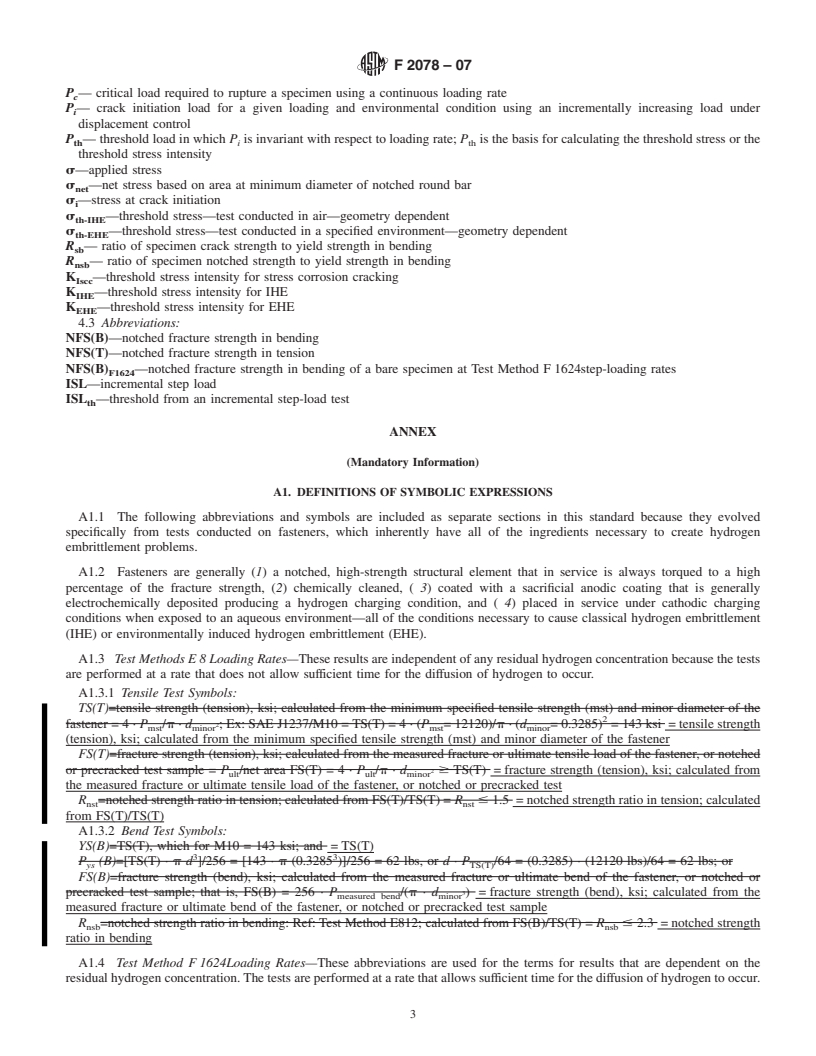 REDLINE ASTM F2078-07 - Standard Terminology Relating to Hydrogen Embrittlement Testing