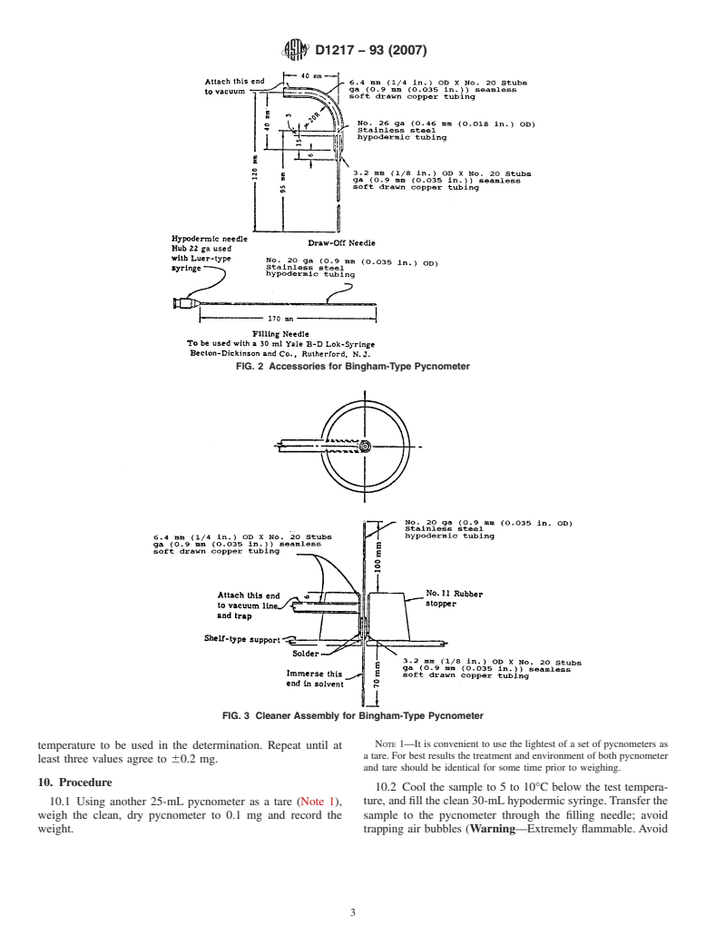 ASTM D1217-93(2007) - Standard Test Method for Density and Relative Density (Specific Gravity) of Liquids by Bingham Pycnometer