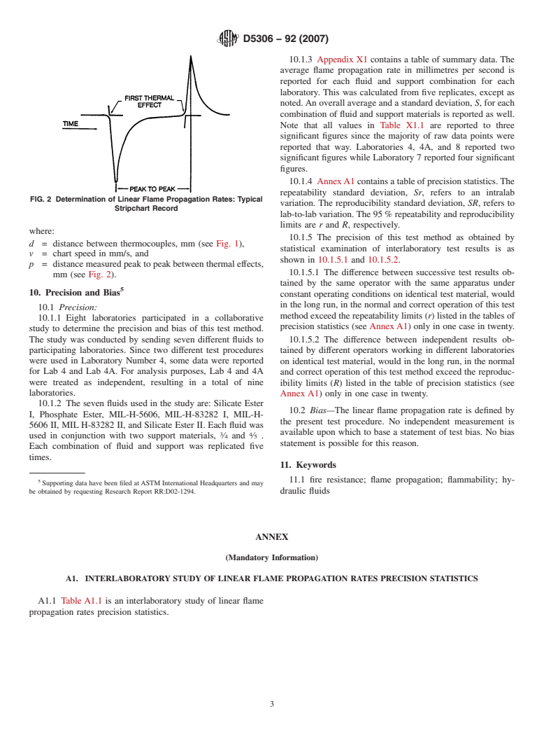 ASTM D5306-92(2007) - Standard Test Method for Linear Flame Propagation Rate of Lubricating Oils and Hydraulic Fluids