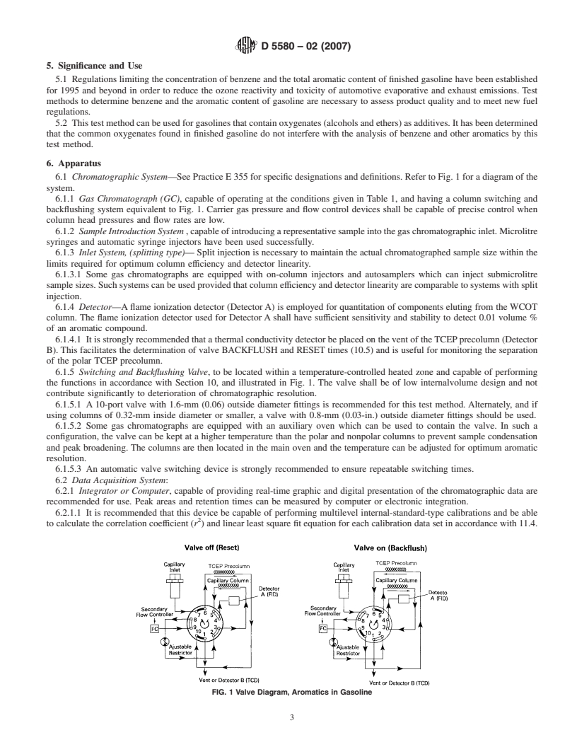 REDLINE ASTM D5580-02(2007) - Standard Test Method for Determination of Benzene, Toluene, Ethylbenzene,  <span class="italic"> p/m</span>-Xylene, <span class="italic">o</span>-Xylene, C<sub>9</sub> and Heavier Aromatics, and Total Aromatics in Finished Gasoline by Gas Chromatography