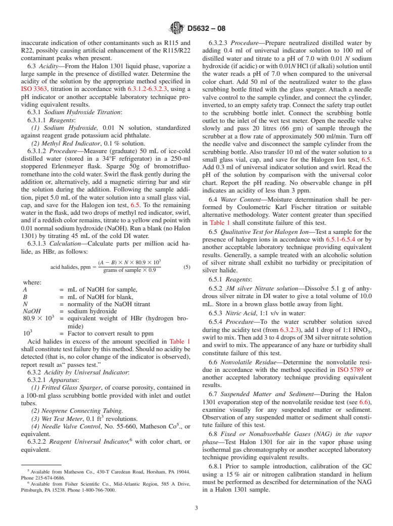 ASTM D5632-08 - Standard Specification for Halon 1301, Bromotrifluoromethane (CF<sub>3</sub>Br)