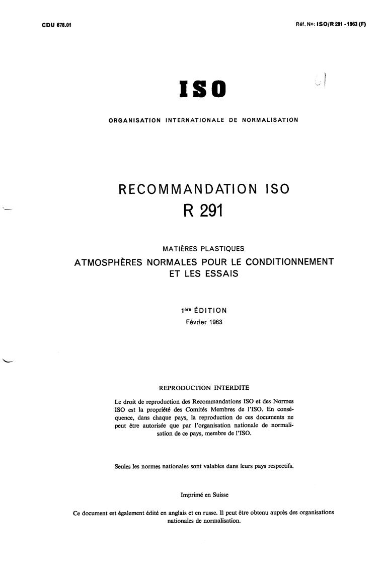 ISO/R 291:1963 - Title missing - Legacy paper document
Released:1/1/1963