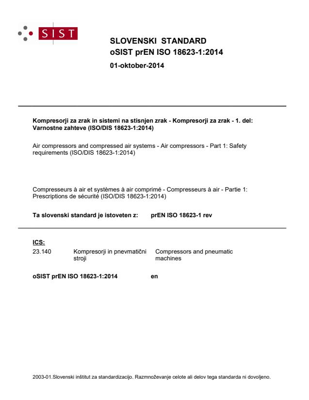 prEN ISO 18623-1:2014