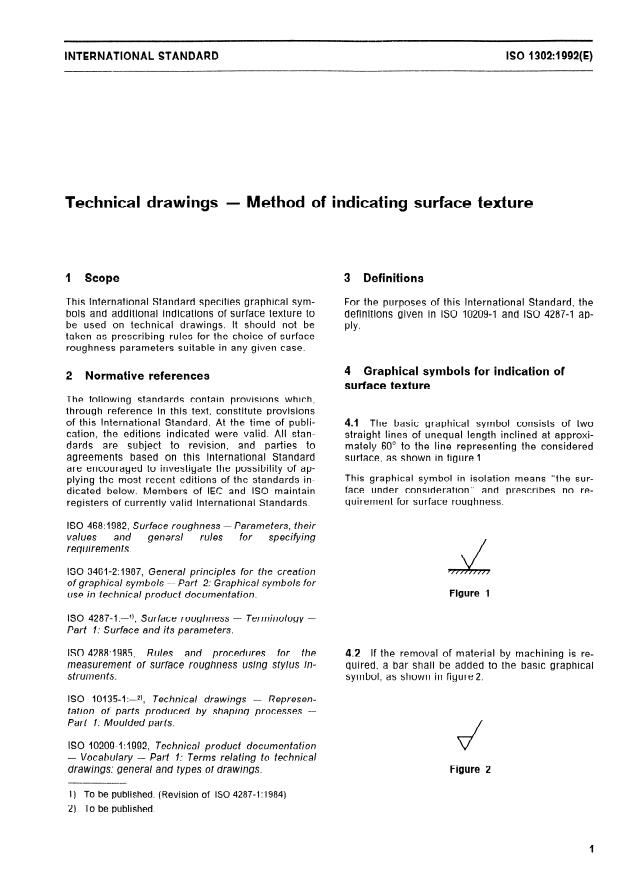 ISO 1302:1992 - Technical drawings -- Method of indicating surface texture