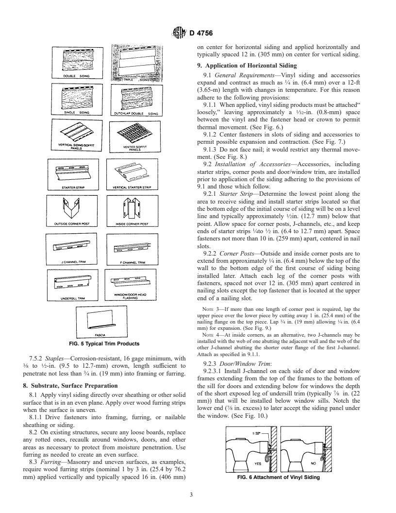 ASTM D4756-96 - Standard Practice for Installation of Rigid Poly(Vinyl Chloride) (PVC) Siding and Soffit