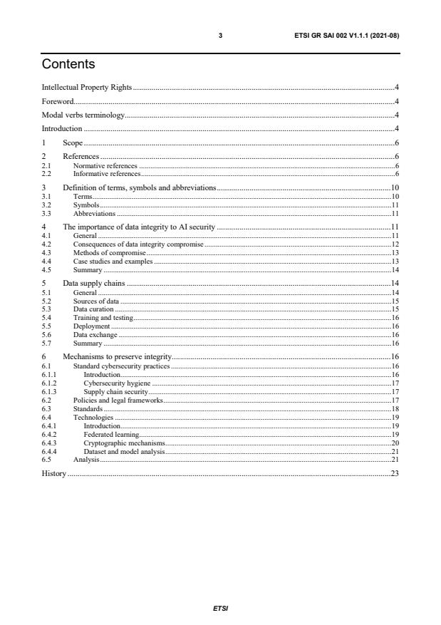 ETSI GR SAI 002 V1.1.1 (2021-08) - Securing Artificial Intelligence (SAI); Data Supply Chain Security