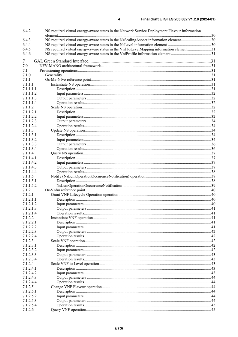 SIST ES 203 682 V1.2.1:2024 ETSI ES 203 682 V1.2.0 (2024-01) - Environmental Engineering (EE); Green Abstraction Layer (GAL); Power management capabilities of the future energy telecommunication fixed network nodes; Enhanced Interface for power management in Network Function Virtualisation (NFV) environments - Page 4 preview