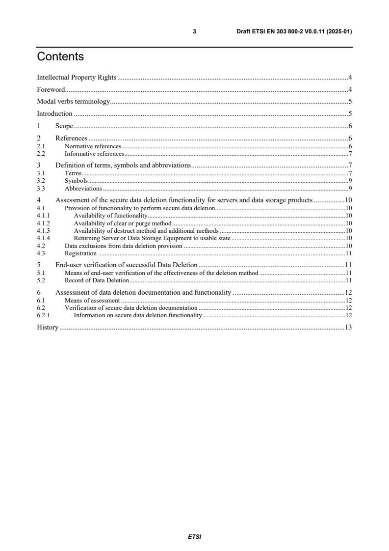 ETSI EN 303 800-2 V0.0.11 (2025-01) - Environmental Engineering (EE); Assessment of material efficiency of ICT network infrastructure goods (circular economy); Part 2: Server and data storage product secure data deletion functionality