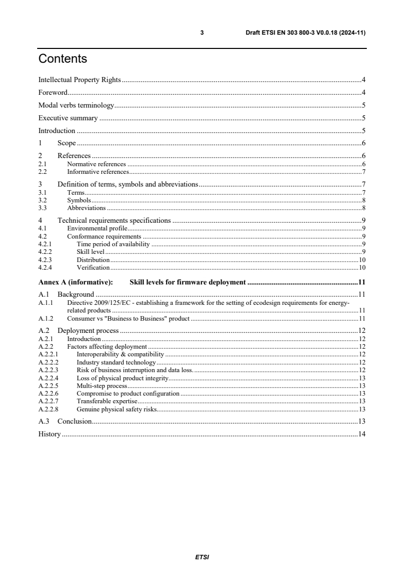 ETSI EN 303 800-3 V0.0.18 (2024-11) - Environmental Engineering (EE); Assessment of material efficiency of ICT network infrastructure goods (circular economy); Part 3: Server and data storage product availability of firmware and of security updates to firmware