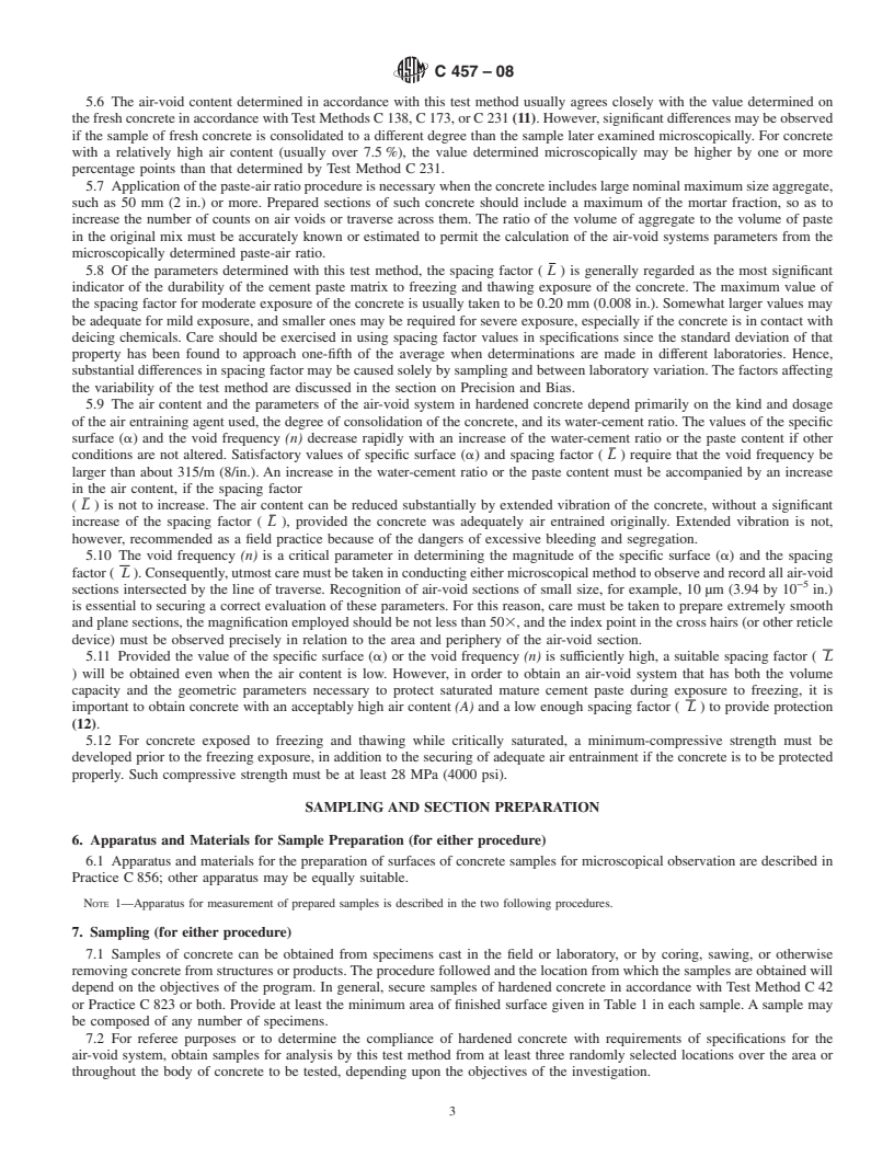 REDLINE ASTM C457-08 - Standard Test Method for  Microscopical Determination of Parameters of the Air-Void System in   Hardened Concrete