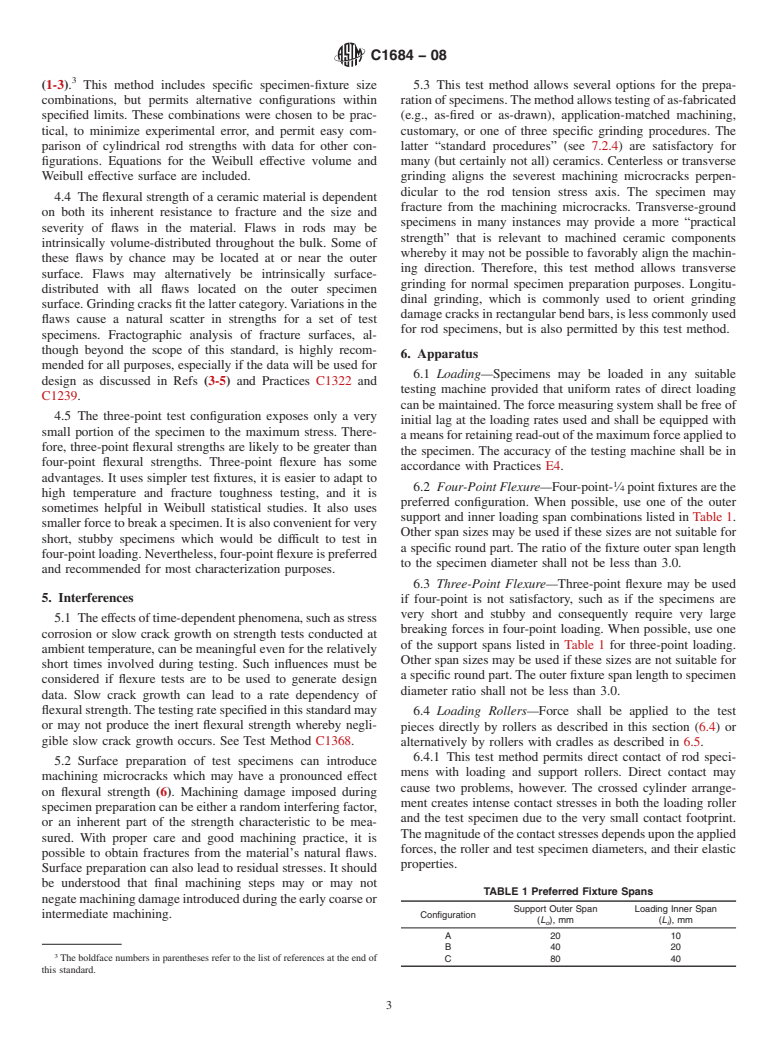 ASTM C1684-08 - Standard Test Method for Flexural Strength of Advanced Ceramics at Ambient Temperature-Cylindrical Rod Strength