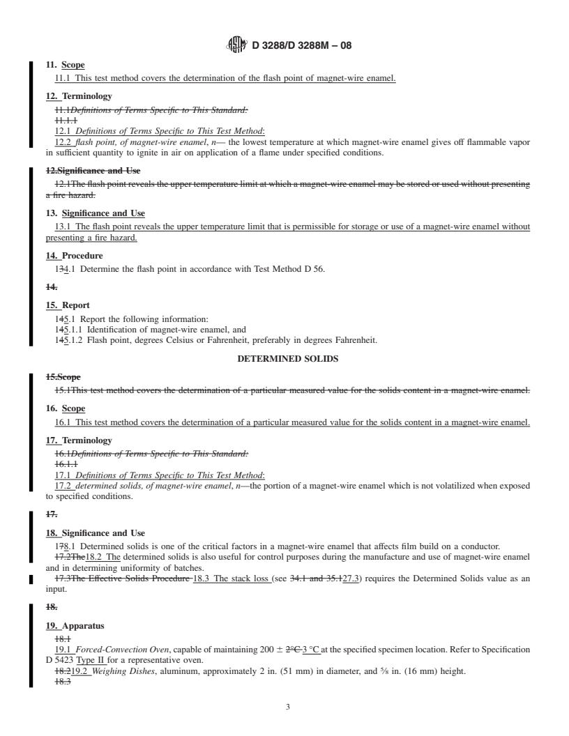 REDLINE ASTM D3288/D3288M-08 - Standard Test Methods for  Magnet-Wire Enamels