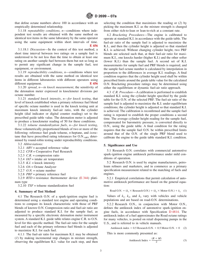 ASTM D2699-07a - Standard Test Method for Research Octane Number of Spark-Ignition Engine Fuel