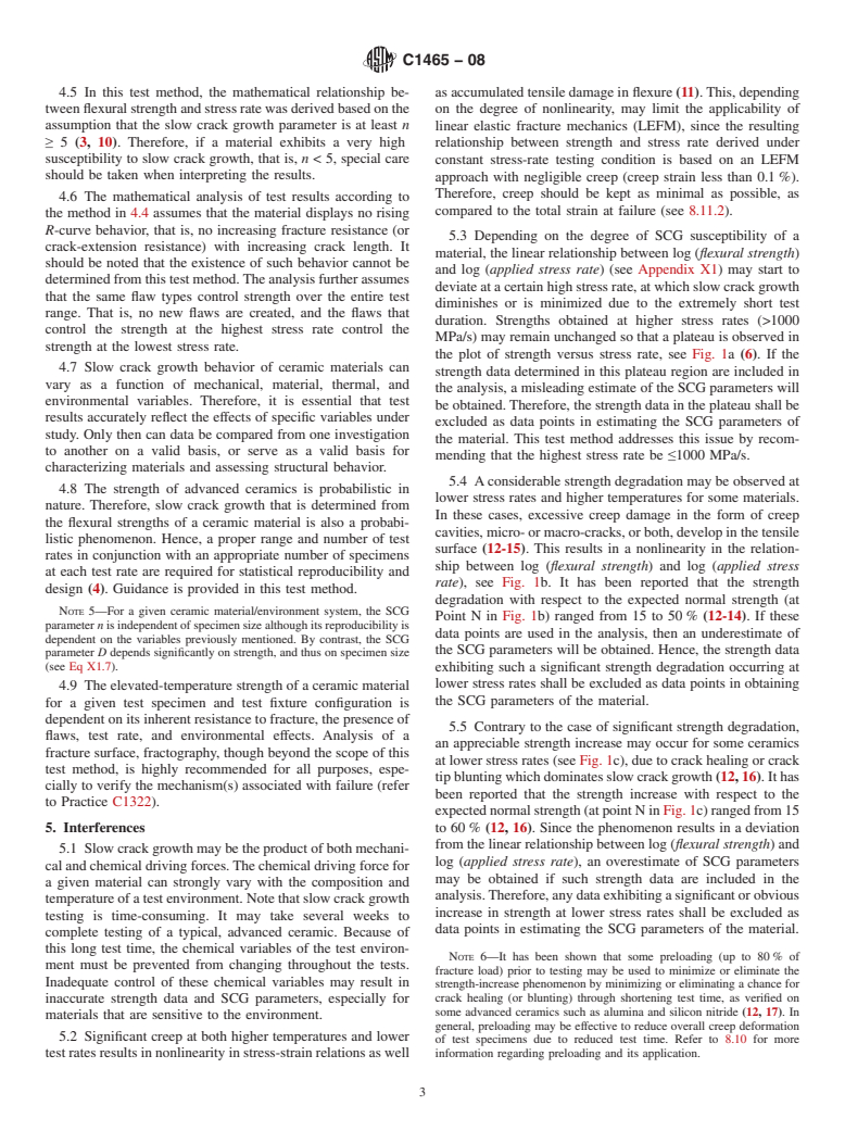 ASTM C1465-08 - Standard Test Method for Determination of Slow Crack Growth Parameters of Advanced Ceramics by Constant Stress-Rate Flexural Testing at Elevated Temperatures