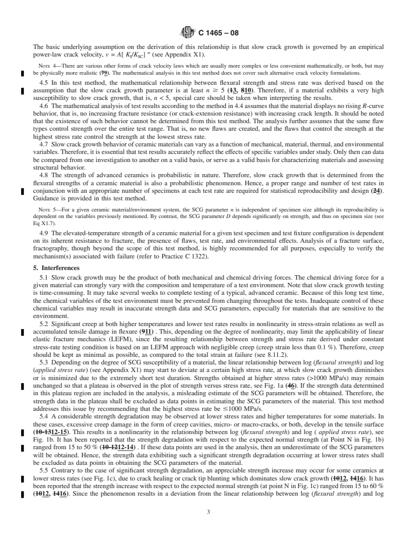 REDLINE ASTM C1465-08 - Standard Test Method for Determination of Slow Crack Growth Parameters of Advanced Ceramics by Constant Stress-Rate Flexural Testing at Elevated Temperatures