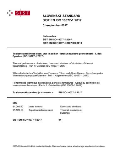EN ISO 10077-1:2017 - natisnjeno za čitalnico