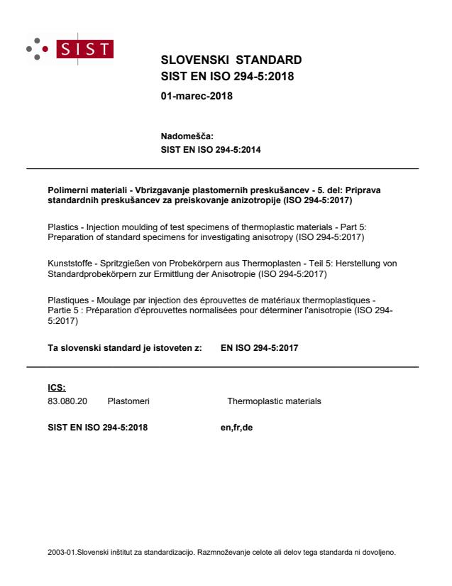 EN ISO 294-5:2018