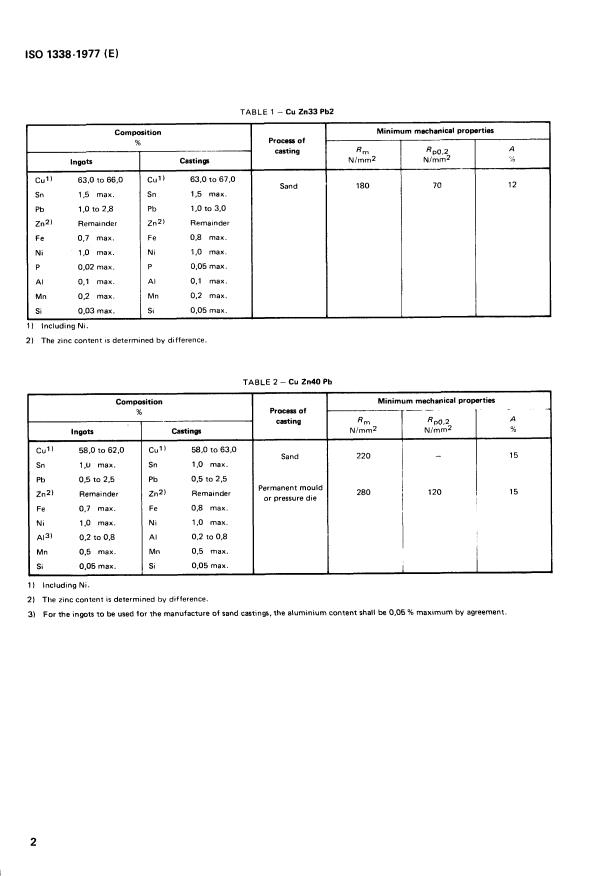 ISO 1338:1977 ISO 1338:1977 - Cast copper alloys -- Composition and mechanical properties - Page 4 preview