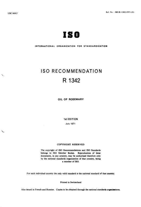 ISO/R 1342:1971 - Oil of rosemary