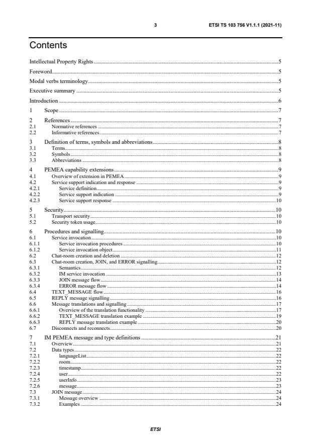 ETSI TS 103 756 V1.1.1 (2021-11) ETSI TS 103 756 V1.1.1 (2021-11) - Emergency Communications (EMTEL); PEMEA Instant Message Extension