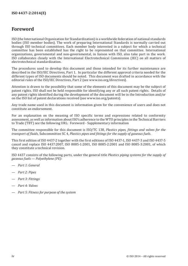 ISO 4437-2:2014 ISO 4437-2:2014 - Plastics piping systems for the supply of gaseous fuels - Polyethylene (PE) - Page 4 preview