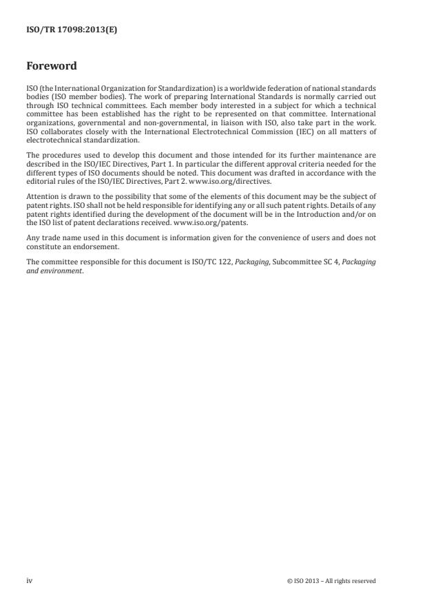 ISO/TR 17098:2013 ISO/TR 17098:2013 - Packaging material recycling -- Report on substances and materials which may impede recycling - Page 4 preview