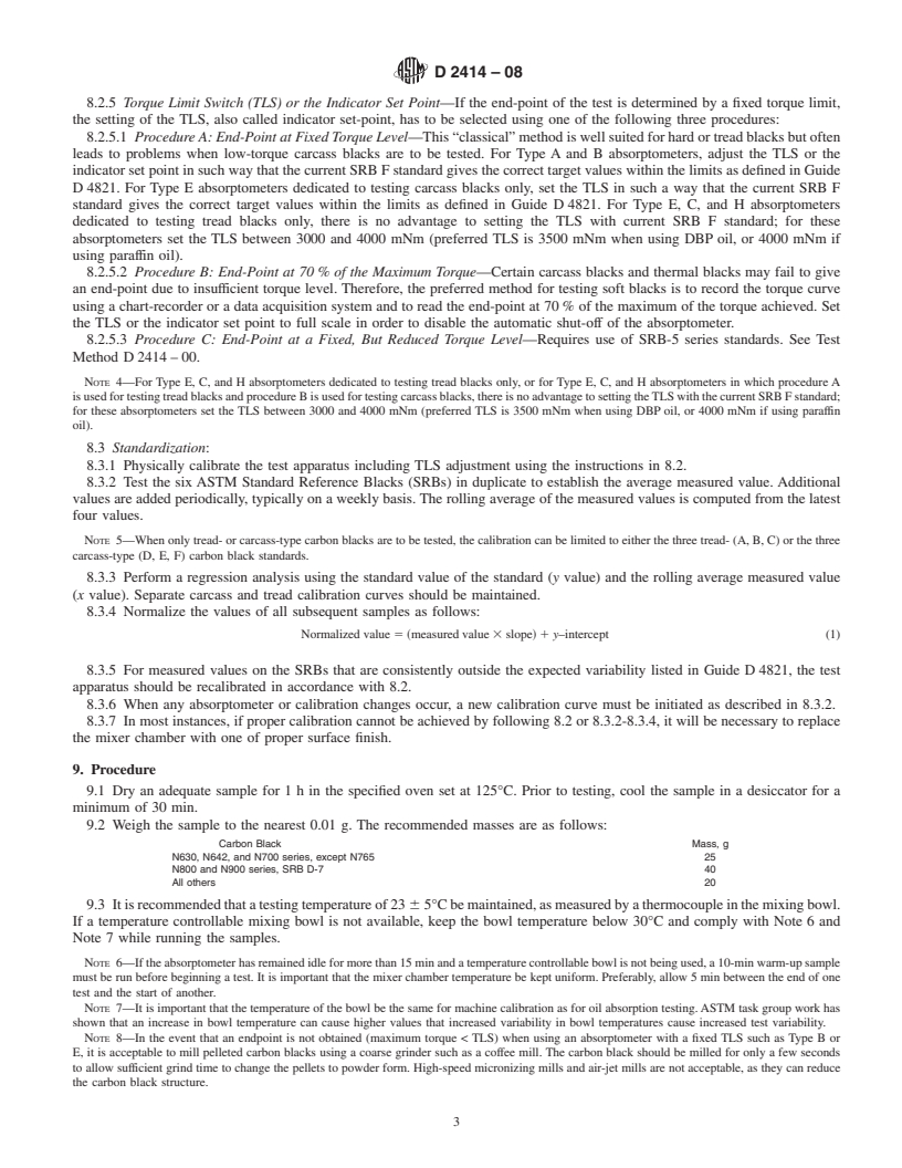 REDLINE ASTM D2414-08 - Standard Test Method for  Carbon Black<span class='unicode'>&#x2014;</span>Oil Absorption Number (OAN)