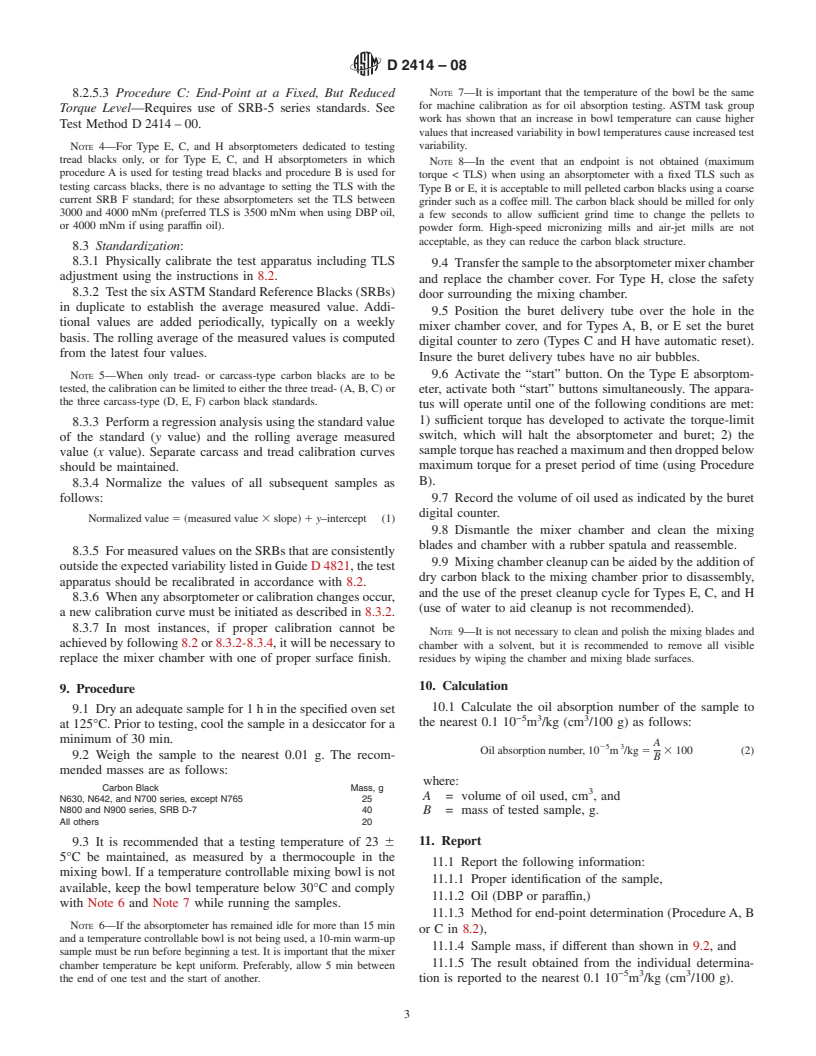 ASTM D2414-08 - Standard Test Method for  Carbon Black<span class='unicode'>&#x2014;</span>Oil Absorption Number (OAN)