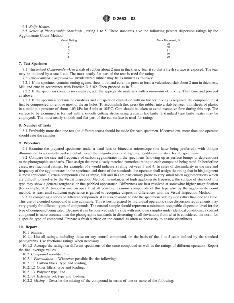 REDLINE ASTM D2663-08 - Standard Test Methods for Carbon Black<span class='unicode'>&#x2014;</span>Dispersion in Rubber