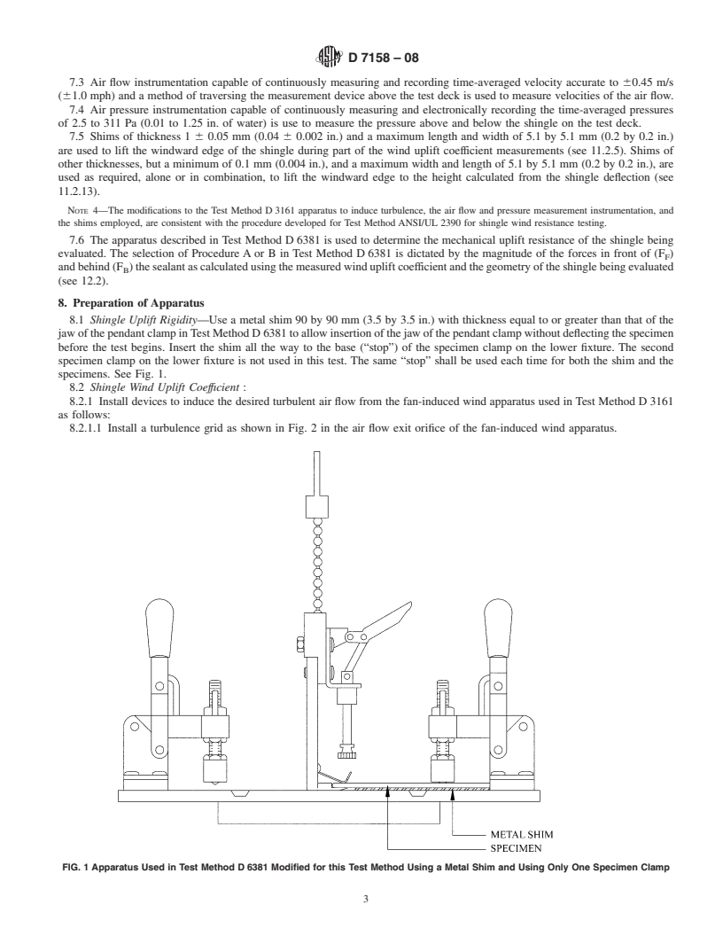 REDLINE ASTM D7158-08 - Standard Test Method for Wind Resistance of Sealed Asphalt Shingles (Uplift Force/Uplift  Resistance Method)