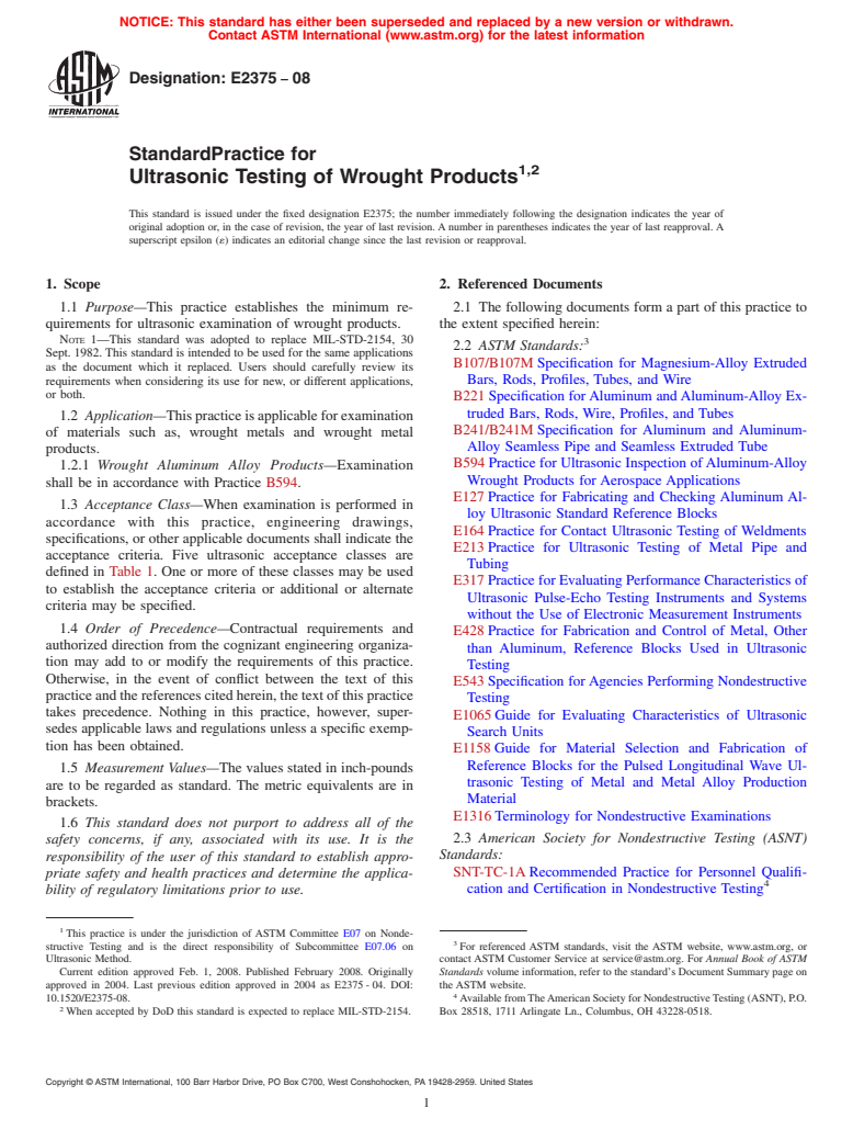 ASTM E2375-08 - Standard Practice for Ultrasonic Testing of Wrought Products  <a href="#fn00002"></a>