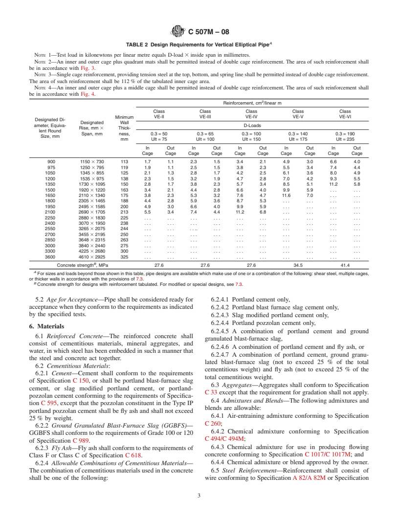 ASTM C507M-08 - Standard Specification for  Reinforced Concrete Elliptical Culvert, Storm Drain, and Sewer Pipe (Metric)