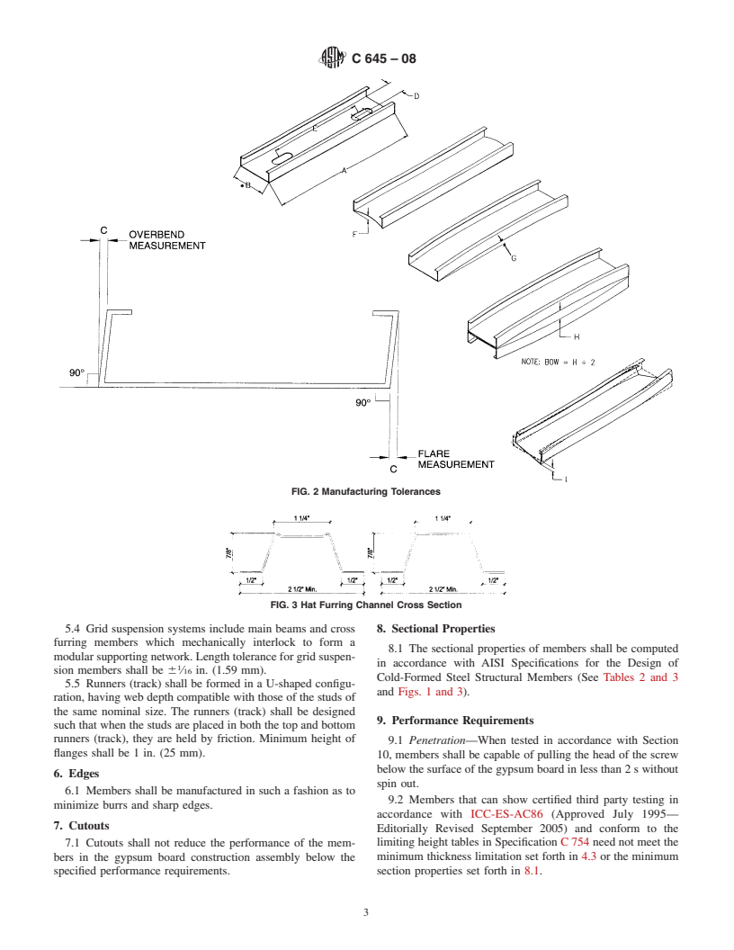 ASTM C645-08 - Standard Specification for  Nonstructural Steel Framing Members