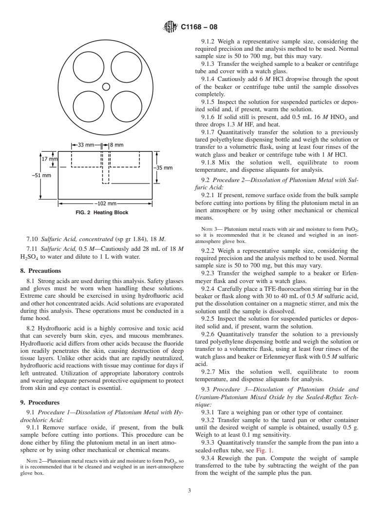 ASTM C1168-08 - Standard Practice for Preparation and Dissolution of Plutonium Materials for Analysis